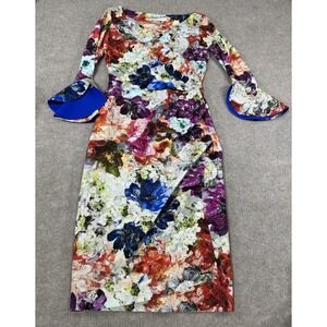 Chiara Boni EU 44 US 8 La Petite Robe Tirana Floral Wrap Dress Luxe Evening Art